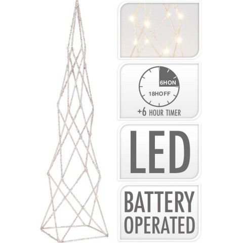 CONO 40 CM 25 LED GLITTER CHAMPAGNE